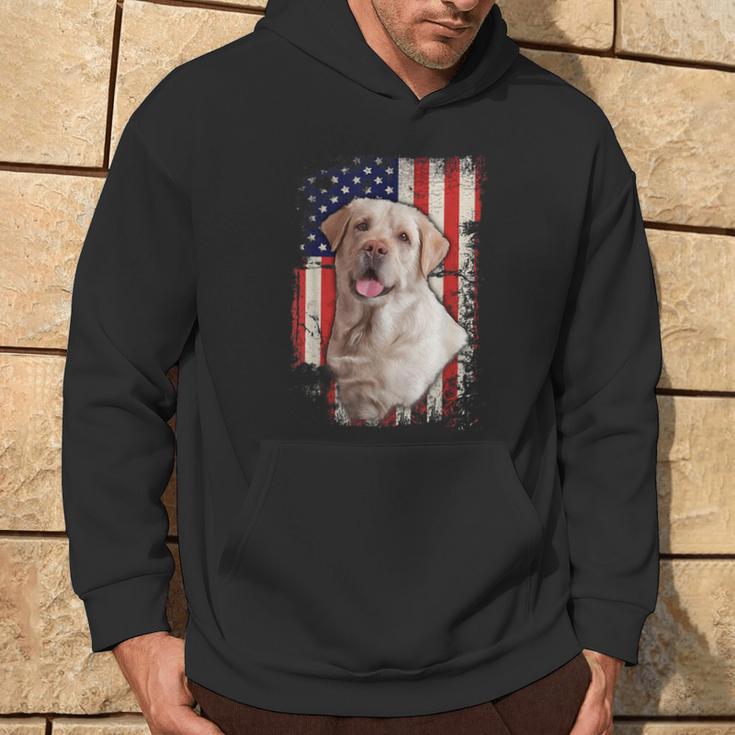 Yellow Labrador Labs Patriotic American Flag Dog 4Th Of July Hoodie Lifestyle