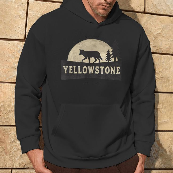 Yellowstone National Park Distressed Vintage Style Hoodie Lifestyle