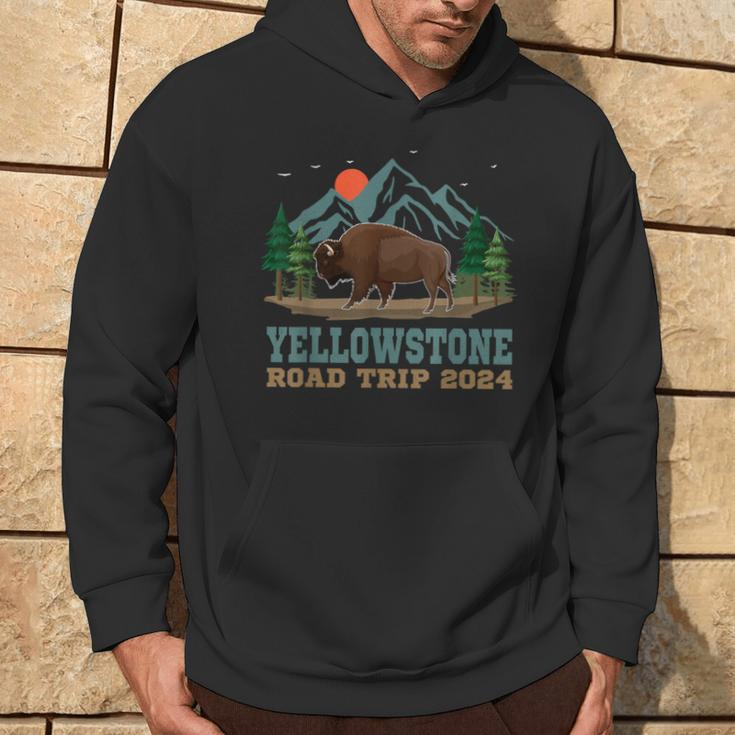 Yellowstone National Park Family Road Trip 2024 Bison Buffal Hoodie Lifestyle