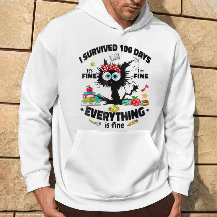 100Th Day Of School Its Fine Im Fine Everythings Is Fine Hoodie Lifestyle