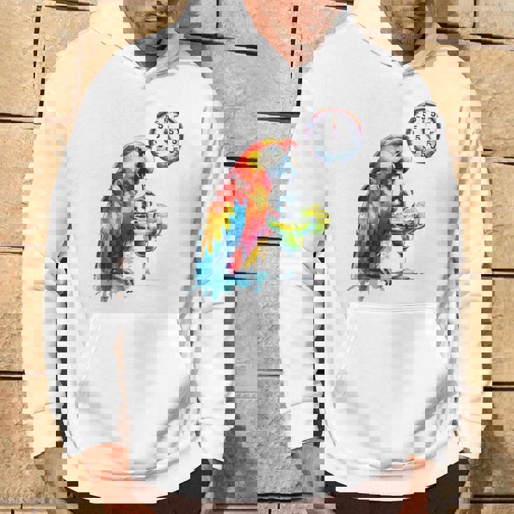 Always 5 O'clock Colorful Parrot Drinking Margarita Hoodie Lifestyle