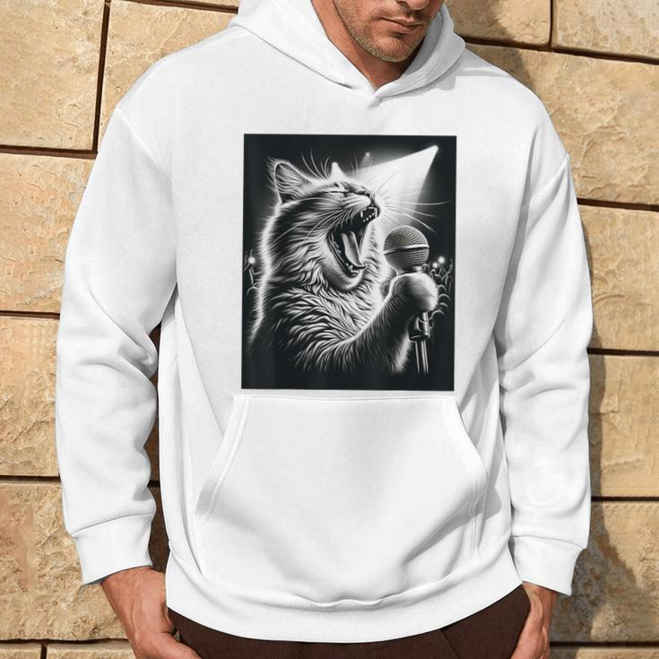 Band Musician Vocalist Singer Cat Singing Hoodie Lifestyle