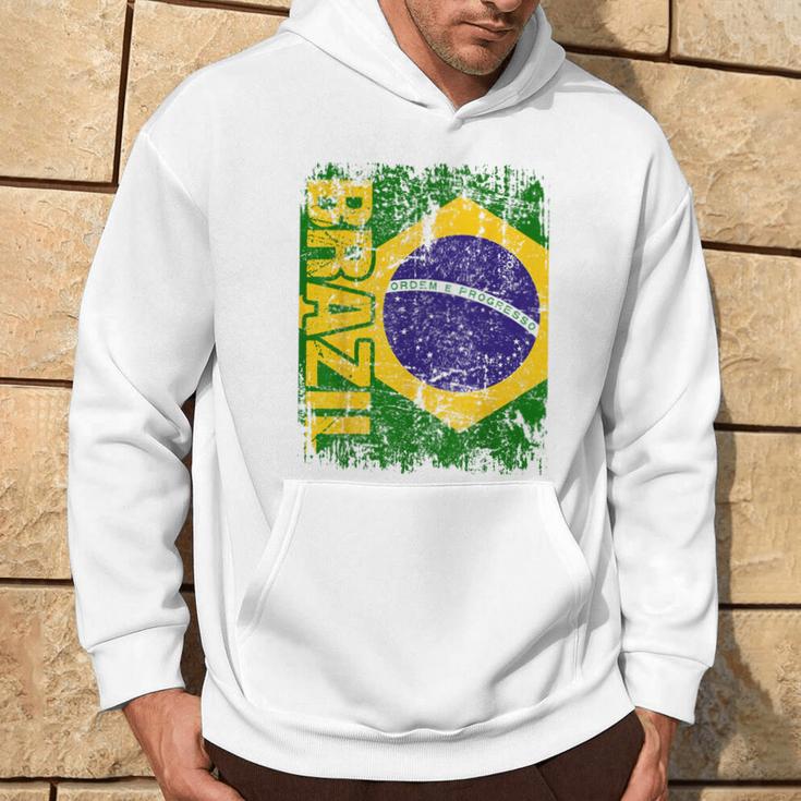 Brazil Brasil Flag Vintage Distressed Brazil Hoodie Lifestyle