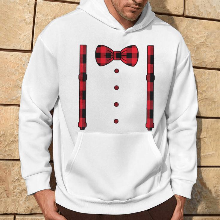 Buffalo Plaid Hearts Bow Tie & Suspenders Valentine's Day Hoodie Lifestyle