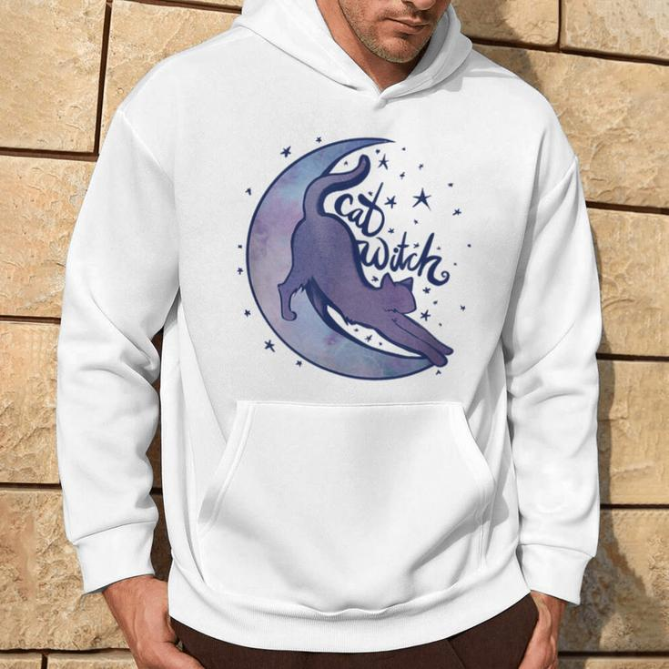 Cat Witch Moon Kitty Cats Purple Moonchild Hoodie Lifestyle