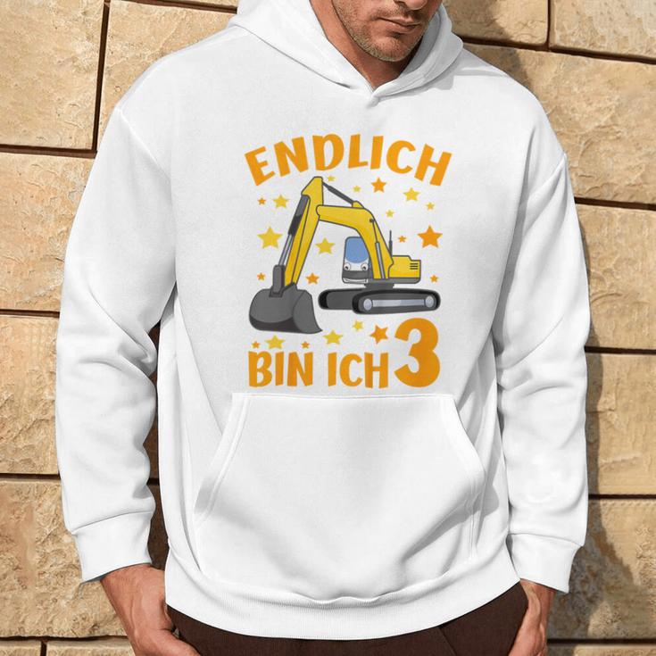 Children's Endlich Bin Ich 3 Jahre Dritter Birthday Digger Construction Site 80 Kapuzenpullover Lebensstil