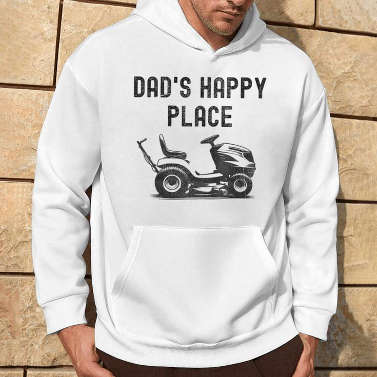 Dad's Happy Place Lawnmower Father's Day Dad Jokes Hoodie Lifestyle