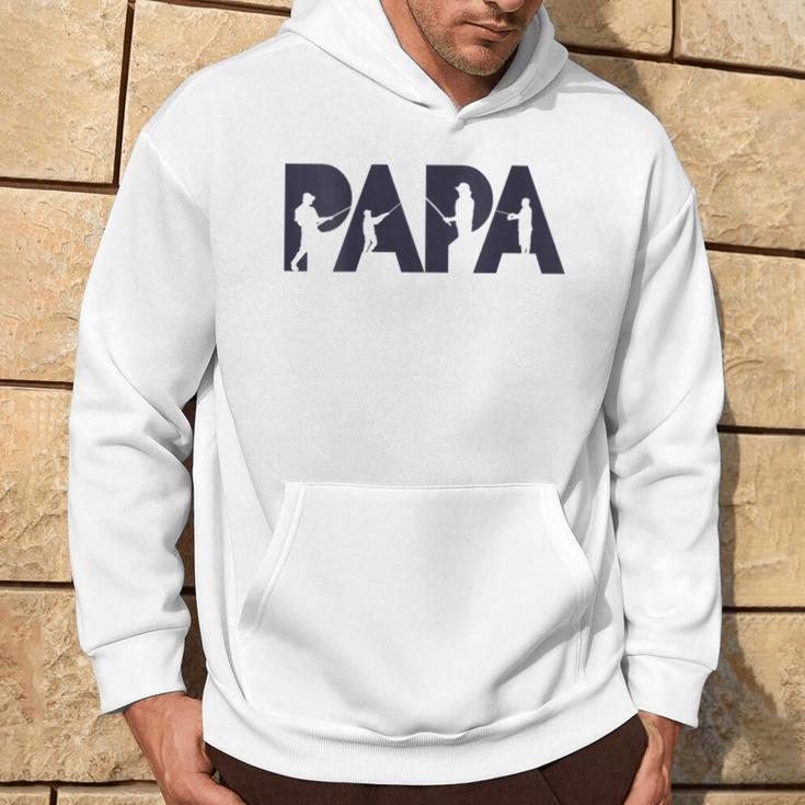 Damen Fisherman Papa Fisher Dad Angelnater Geschenk Mit-Ausschnitt Kapuzenpullover Lebensstil