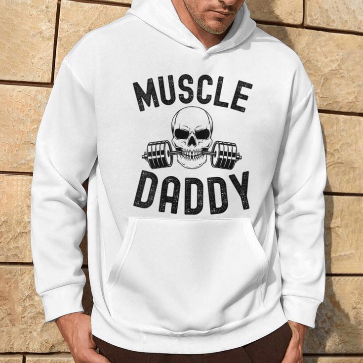 Damen Muscle Daddy Gewichtheber Skelett Langhantel Papa Workout Mit-Ausschnitt Kapuzenpullover Lebensstil