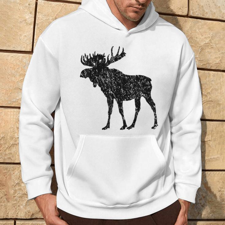 Distressed Moose Gear Vintage Silhouette Weathered Hoodie Lifestyle