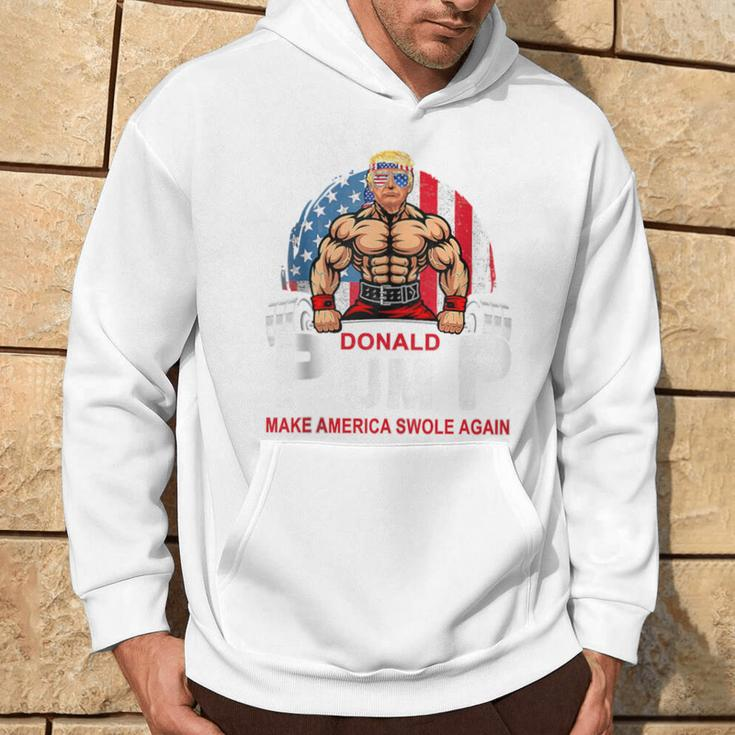 Donald Pump Swole America Again Gym Fitness Trump 2024 Hoodie Lifestyle