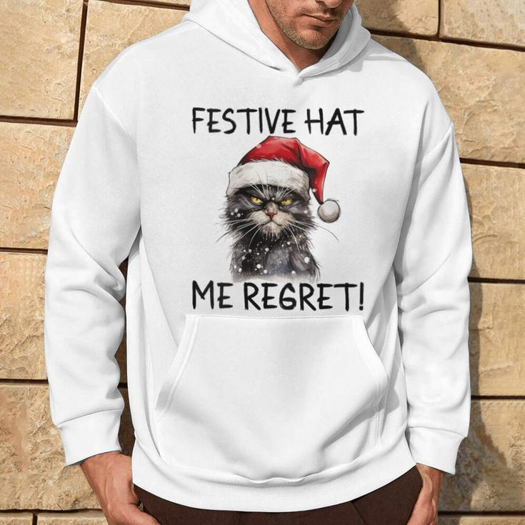 Christmas Cat Santa Hat Festive Hat Me Regret Hoodie Lifestyle