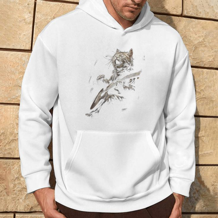 Rock Cat Singing And Playing Guitar Hoodie Lifestyle