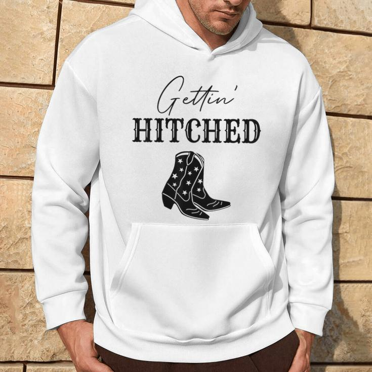 Getting Hitched Bride Western Bachelorette Party Hoodie Lifestyle