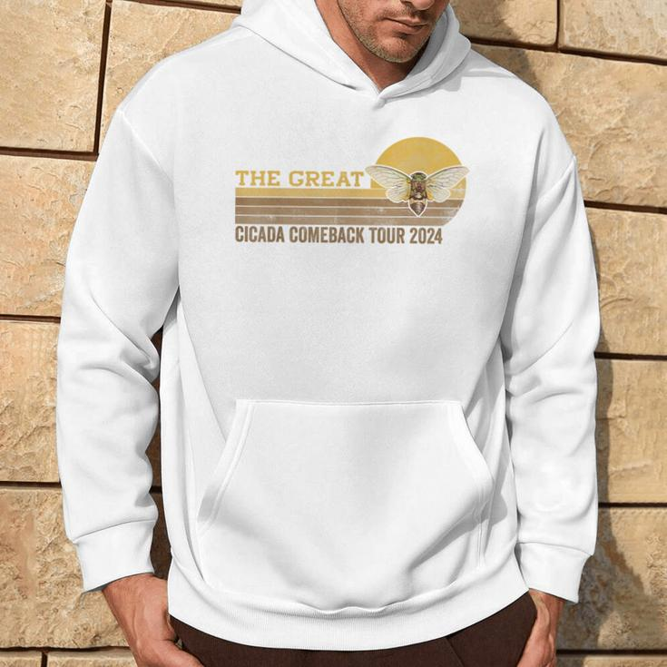 The Great Cicada Comeback Tour 2024 Insect Invasion Retro Hoodie Lifestyle