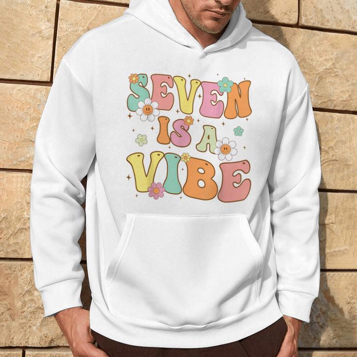 Groovy 7Th Birthday Seven Is A Vibe 7 Year Old Girls Boys Hoodie Lifestyle