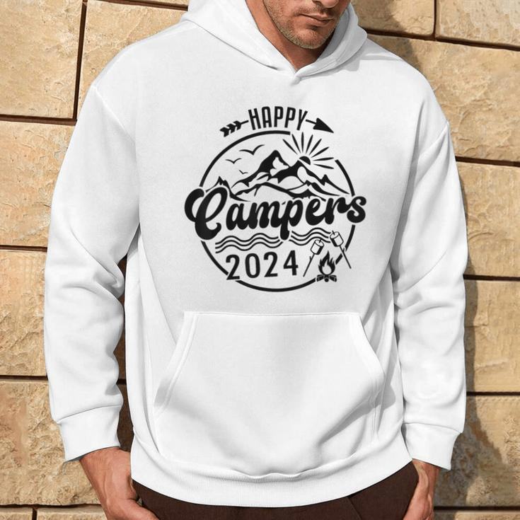 Happy Campers 2024 Friends Camping Adventures In Outdoors Hoodie Lifestyle