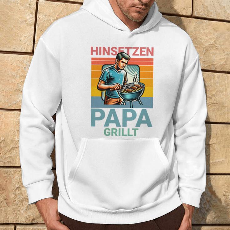 Hinsetzen Papa Grillt Bbq Spruch Kapuzenpullover Lebensstil