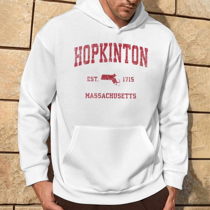 Hopkinton Massachusetts Ma Vintage Sports Red Print Hoodie Lifestyle