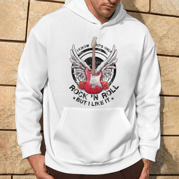 I Know Its Only Rock And Roll But I Like It Retro Guitarist Hoodie Lifestyle