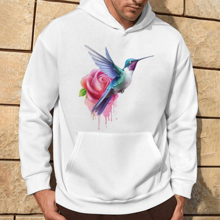 Kolibri-Kunst Rose Tier Bunte Grafik Kolibri Kapuzenpullover Lebensstil