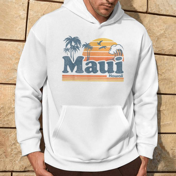 Maui Hawaii Vintage Surf Beach Surfing 70'S Retro Hawaiian Hoodie Lifestyle