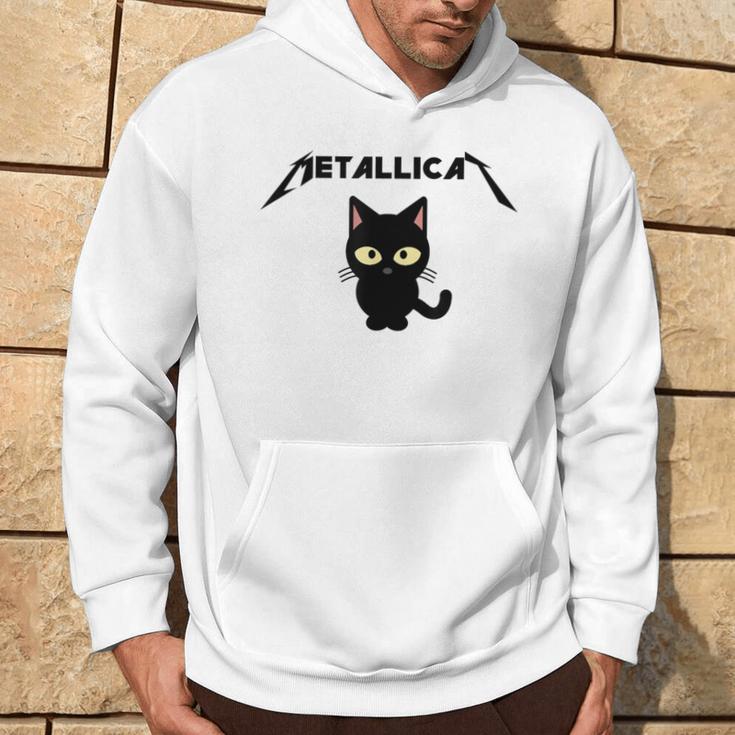 Metallicat Black Cat Lover Rock Heavy Metal Music Joke Hoodie Lifestyle