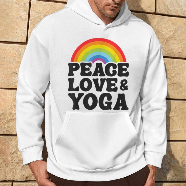 Peace Love & Yoga Regenbogen Hippie Retro Yoga Kapuzenpullover Lebensstil