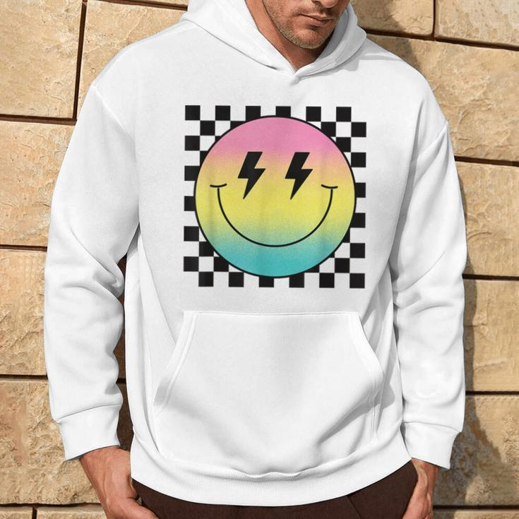 Rainbow Smile Face Cute Checkered Smiling Happy Face Hoodie Lifestyle