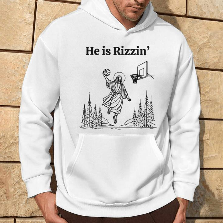 He Is Risen Easter Jesus Playing Basketball He Is Rizzin Hoodie Lifestyle