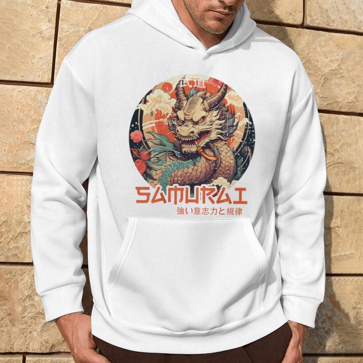 Rückenprint Samurai-Drachenkrieger Japanischer Ninja Kawaii Kapuzenpullover Lebensstil