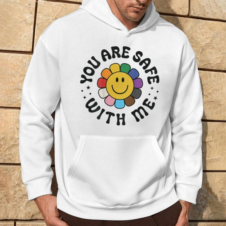 You Are Safe With Me Lgbtq Pride Ally Smile Face Back Hoodie Lifestyle