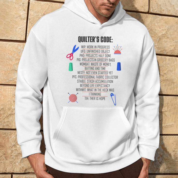 Seamstress Sewist Tailor Quilter's Code Quilting Pattern Hoodie Lifestyle