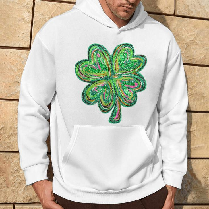 Shamrock Sequin Effect St Patrick's Day Four Leaf Clover Hoodie Lifestyle