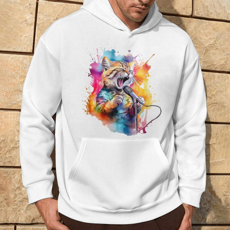 Singing Cat Kitty Cat Singing Into A Microphone Hoodie Lifestyle