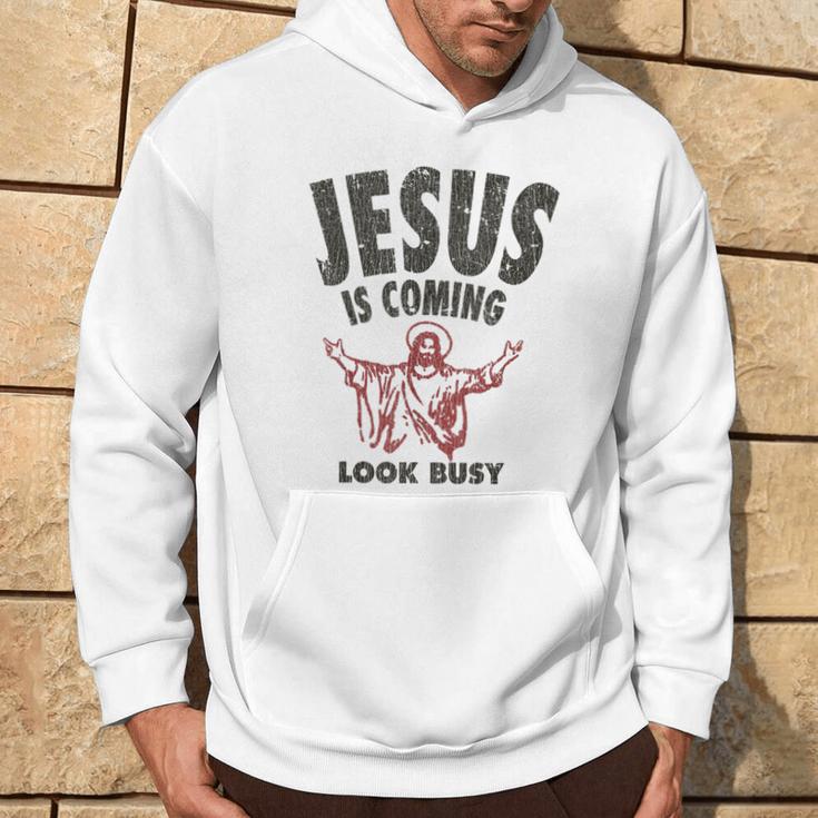 Vintage Jesus Is Coming Look Busy 1992 Hoodie Lifestyle