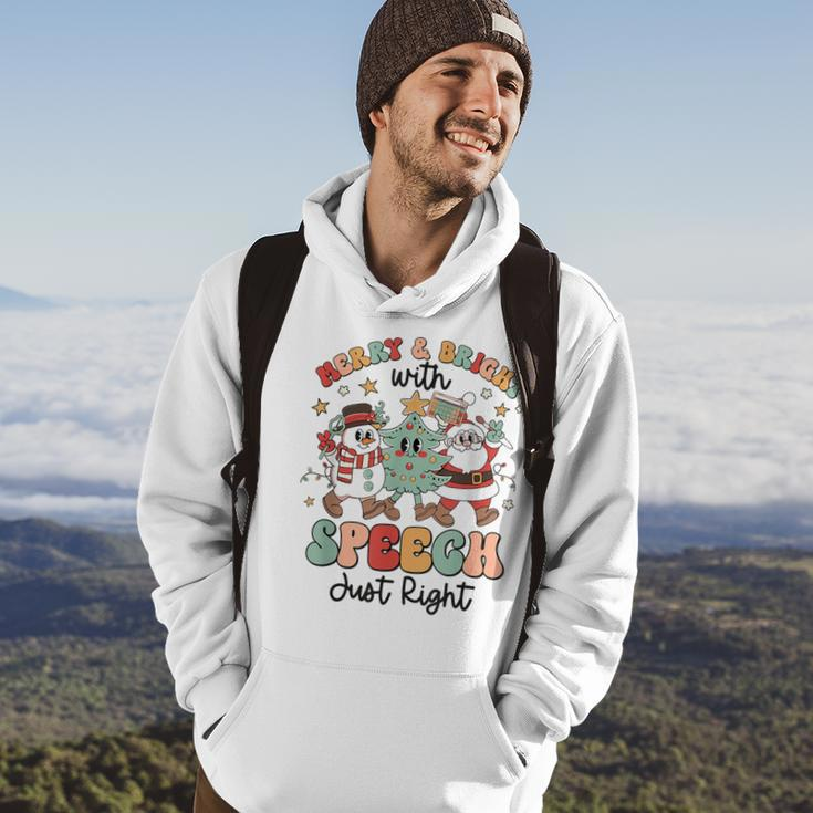 Xmas Speech Therapy Merry And Bright With Speech Just Right Hoodie Lifestyle