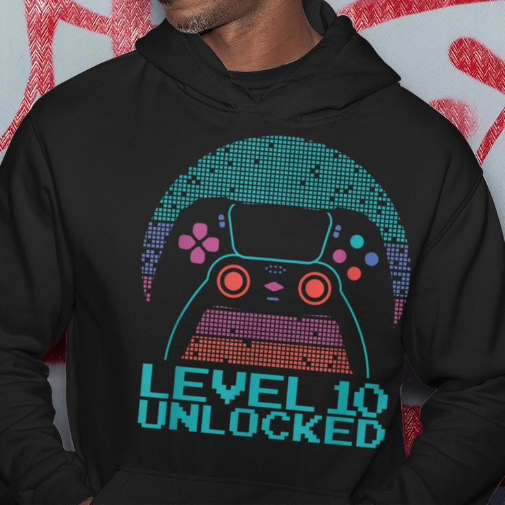 10 Year Old Gamer Gaming 10Th Birthday Level 10 Unlocked Hoodie Funny Gifts