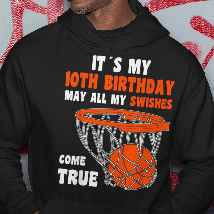 10 Year Old Happy 10Th Birthday Basketball 10Th Birthday Hoodie Personalized Gifts
