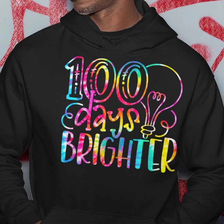 100 Days Brighter Student Happy 100Th Day Of School Tie Dye Hoodie Funny Gifts