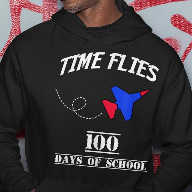 100 Days Of School Time Flies Jet Plane Hoodie Unique Gifts