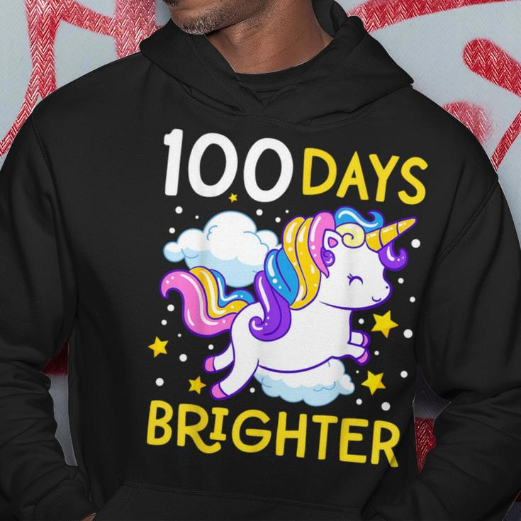 100Th Day Of School Unicorn 100 Days Brighter Kindergarten Hoodie Funny Gifts