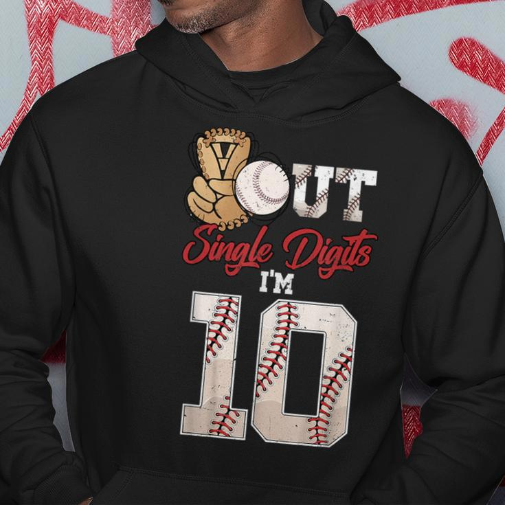 10Th Birthday Boys Baseball Peace Out Single Digits Hoodie Funny Gifts