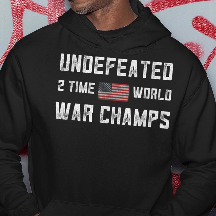 2 Time World War Champs Flag Undefeated Usa 4Th Of July Hoodie Unique Gifts