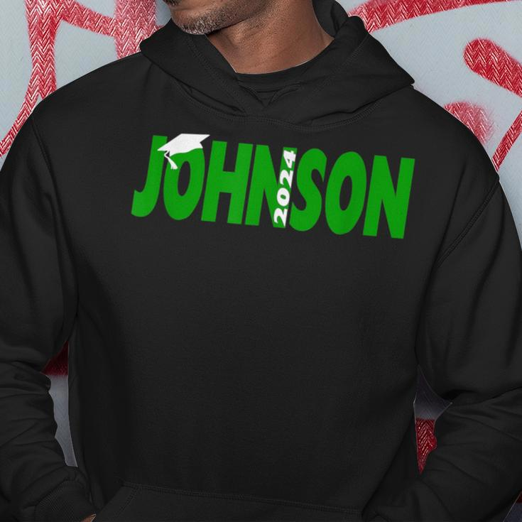 2024 Last Name Team Johnson Family Graduation Green Hoodie Funny Gifts