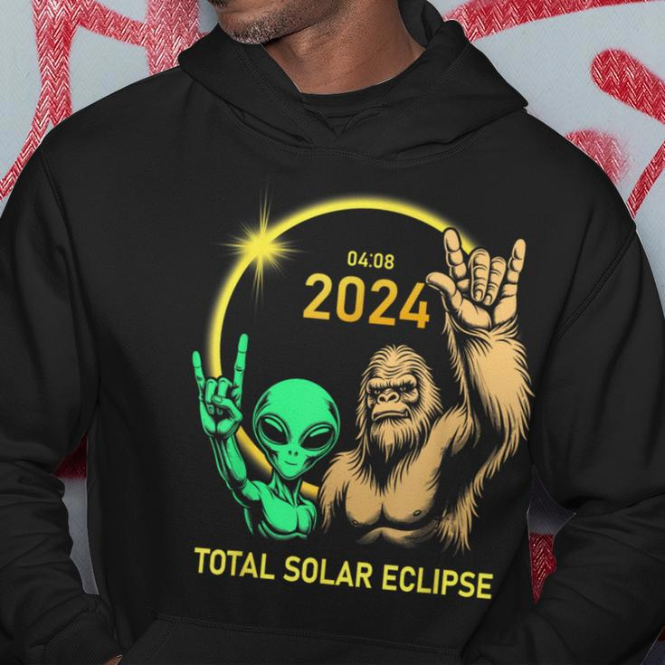 2024 Solar Eclipse Alien Bigfoot Rock April Total Eclipse Hoodie Unique Gifts