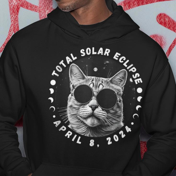 2024 Solar Eclipse Cat Wearing Solar Eclipse Glasses Hoodie Funny Gifts