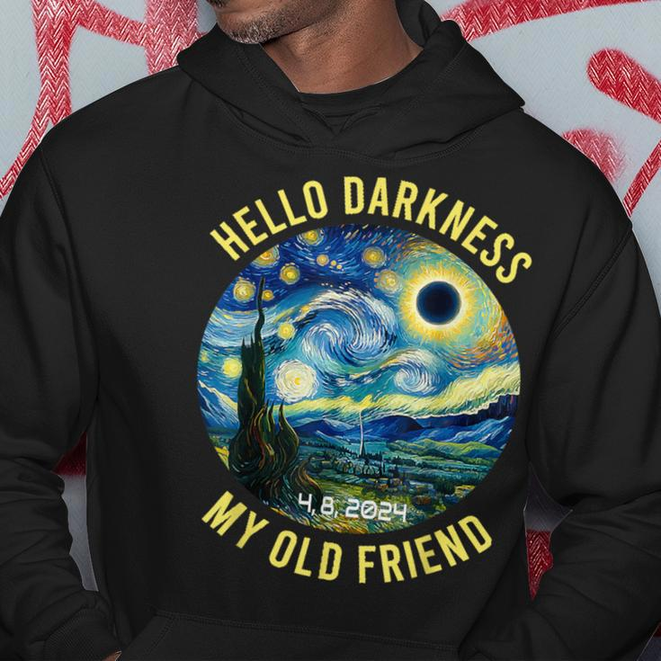 2024 Solar Eclipse Hello Darkness My Old Friend Starry Night Hoodie Funny Gifts