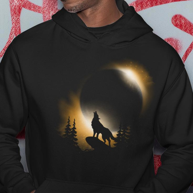 2024 Total Solar Eclipse Wolf Moon And Sun Hoodie Personalized Gifts