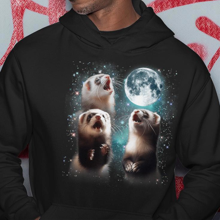 3 Ferret Moon Howling Ferret Head For Men Women Kid Hoodie Unique Gifts